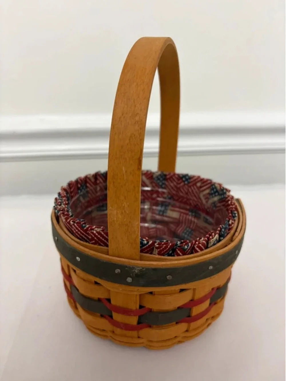 Longaberger 1997 Inaugural Basket Patriotic Liner & Plastic Protector